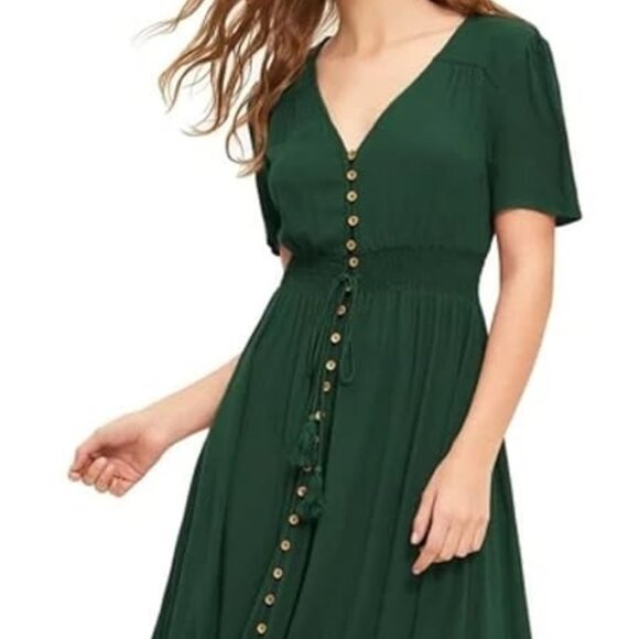 Milumia Women's Button Up Flowy Short Sleeve A Line Maxi Dress XL - Picture 1 of 6